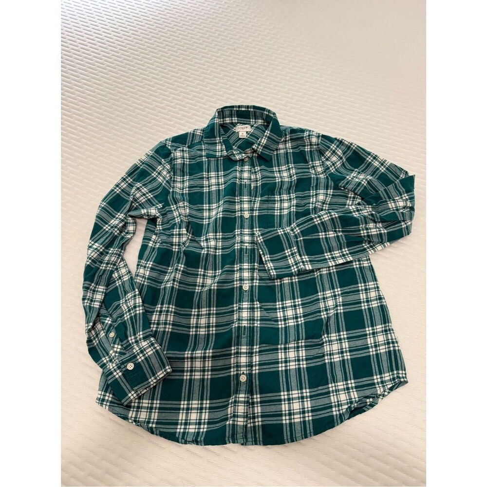 J.Crew Green Plaid Button Down Shirt Cotton Long Sleeve Size S